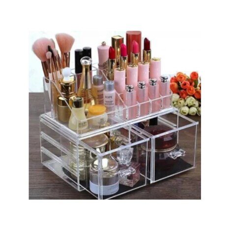 Organizator acrilic cosmetice cu 2 sertare